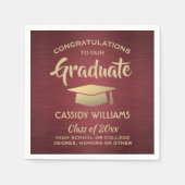Serviette En Papier Félicitations Burgundy Red Gold Graduation Party (Devant)