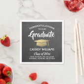 Serviette En Papier Félicitations Chalkboard Black & Gold Graduation (En situation)