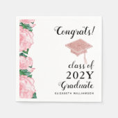 Serviette En Papier Félicitations Classe 2025 Graduate Floral Graduati (Devant)