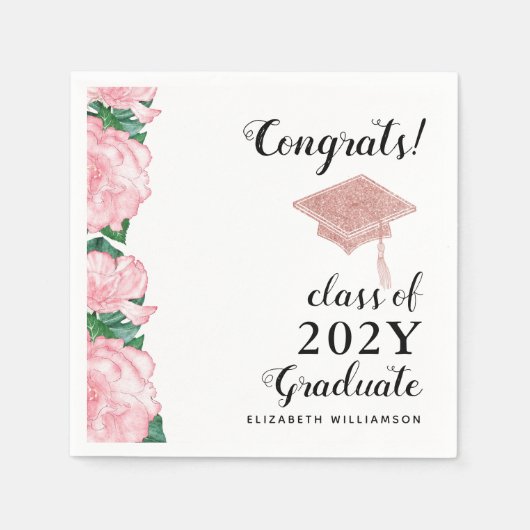Serviette En Papier Félicitations Classe 2025 Graduate Floral Graduati (Devant)