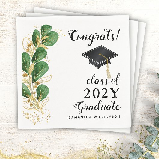 Serviette En Papier Félicitations Classe de 2025 Graduate Floral Gradu
