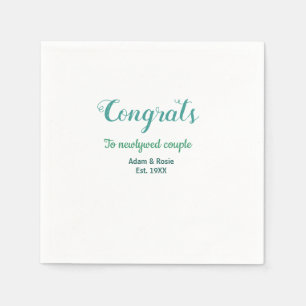 Serviette En Papier Félicitations couple de mariage bleu vert nom anné
