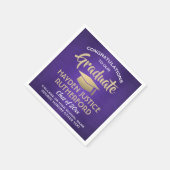 Serviette En Papier Félicitations de Graduation Brossé Purple Or et Bl (Coin)