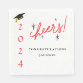 Serviette En Papier Félicitations de Script Moderne Rouge et Noir (Devant)