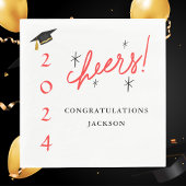 Serviette En Papier Félicitations de Script Moderne Rouge et Noir