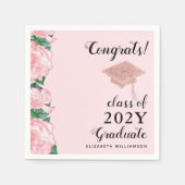 Serviette En Papier Félicitations Diplômé Blush Rose Floral Graduate (Devant)
