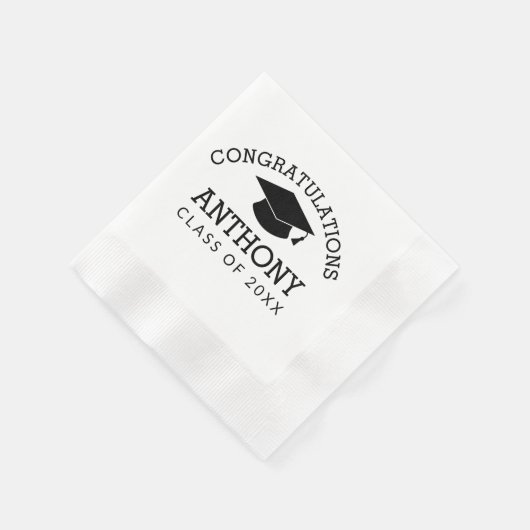 Serviette En Papier Félicitations Diplômé Cap noir (Coin)