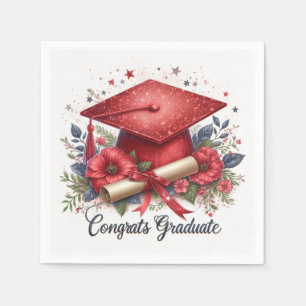 Serviette En Papier Félicitations diplômé, chapeau de diplômé et diplô