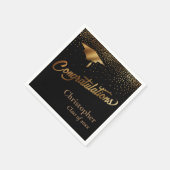 Serviette En Papier Félicitations Diplômé, Classe d'or sur Noir (Coin)