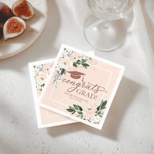 Serviette En Papier Félicitations diplômé Fleurs rose saumon Fête de r