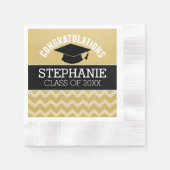Serviette En Papier Félicitations Diplômé - Gold Black Graduation (Devant)
