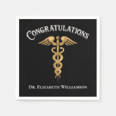 Serviette En Papier Félicitations Docteur Médecin Caduceus (Devant)