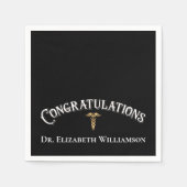 Serviette En Papier Félicitations Docteur Médecin Caduceus Gold (Devant)
