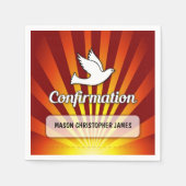 Serviette En Papier Félicitations Dove de confirmation avec Or et Re (Devant)