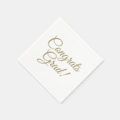 Serviette En Papier Félicitations écriture or gris script personnalisé (Coin)