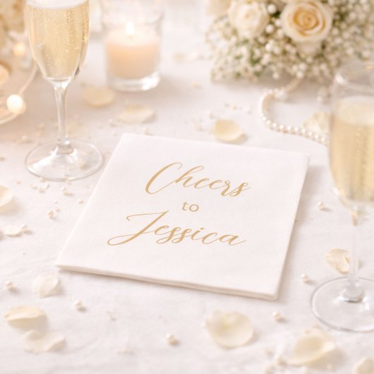 Serviette En Papier Félicitations Élégantes pour Anniversaire Script