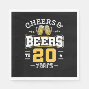 Serviette En Papier Félicitations Et Bières Anniversaire 20 Ans