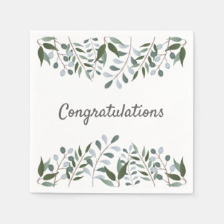 Serviette En Papier Félicitations Eucalyptus Green Floral