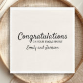 Serviette En Papier Félicitations Fiançailles Nom du script Crème Blan