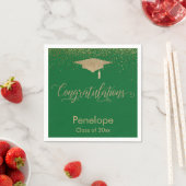 Serviette En Papier Félicitations Gold Confetti Graduation Cap Vert (En situation)