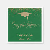 Serviette En Papier Félicitations Gold Confetti Graduation Cap Vert (Devant)