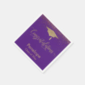 Serviette En Papier Félicitations Gold Graduation Cap Purple (Coin)