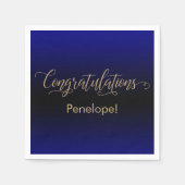 Serviette En Papier Félicitations Gold Parties scintillant Blue Black  (Devant)