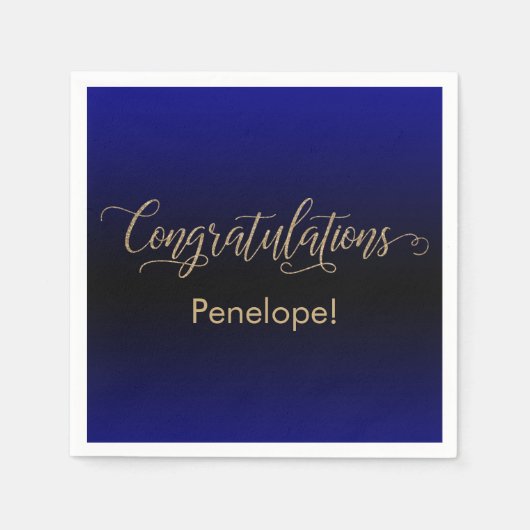 Serviette En Papier Félicitations Gold Parties scintillant Blue Black (Devant)