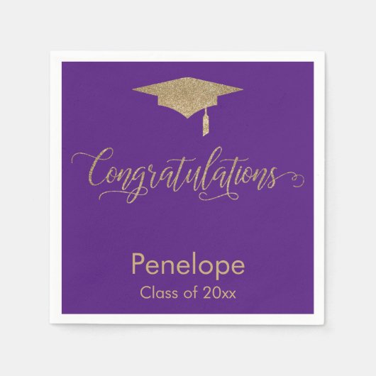 Serviette En Papier Félicitations Gold Parties scintillant Diplôme de (Devant)