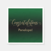 Serviette En Papier Félicitations Gold Parties scintillant Green & Bla (Devant)