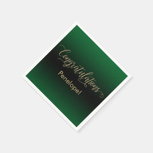 Serviette En Papier Félicitations Gold Parties scintillant Green & Bla (Coin)