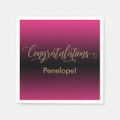 Serviette En Papier Félicitations Gold Parties scintillant Hot rose no (Devant)