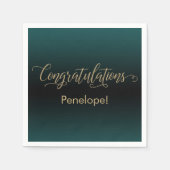 Serviette En Papier Félicitations Gold Parties scintillant Turquoise & (Devant)