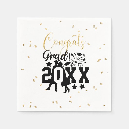 Serviette En Papier Félicitations Grad Année Faux Parties scintillant  (Devant)