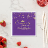 Serviette En Papier Félicitations Grad Gold Script Grad Graduation vio (En situation)