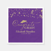 Serviette En Papier Félicitations Grad Gold Script Grad Graduation vio (Devant)