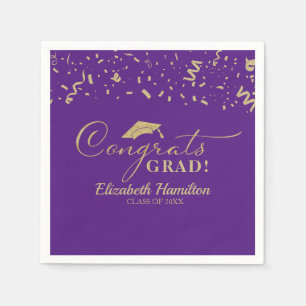 Serviette En Papier Félicitations Grad Gold Script Grad Graduation vio