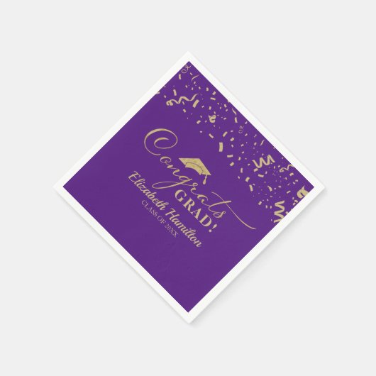 Serviette En Papier Félicitations Grad Gold Script Grad Graduation vio (Coin)