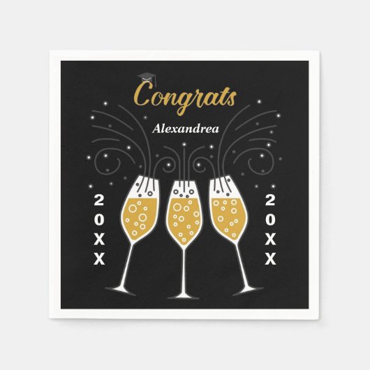 Serviette En Papier Félicitations Grad Graduation Gold Custom (Devant)