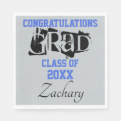 Serviette En Papier Félicitations Grad NAME Silver Blue (Devant)
