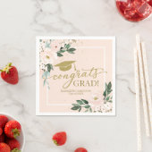 Serviette En Papier Félicitations Grad Rose Blush Floral Graduation Pa (En situation)