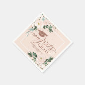 Serviette En Papier Félicitations Grad Rose Blush Floral Graduation Pa (Coin)