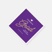 Serviette En Papier Félicitations Grad Script Moderne Purple Graduatio (Coin)