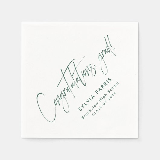 Serviette En Papier Félicitations grad simple graduation verte (Devant)