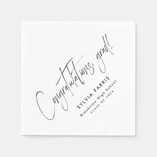 Serviette En Papier Félicitations grad simple marine bleu graduation (Devant)