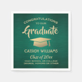 Serviette En Papier Félicitations Green Gold Modern Graduation Party (Devant)