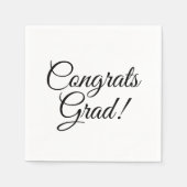Serviette En Papier Félicitations Gris noir script personnalisé simple (Devant)