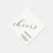 Serviette En Papier Félicitations Joli Script Mariage Noir et Blanc (Coin)