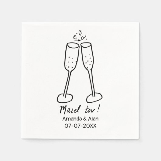 Serviette En Papier Félicitations Mariage Champagne À votre santé Esqu (Devant)