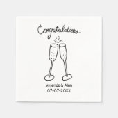 Serviette En Papier Félicitations Mariage Champagne Sketch CUSTOM (Devant)